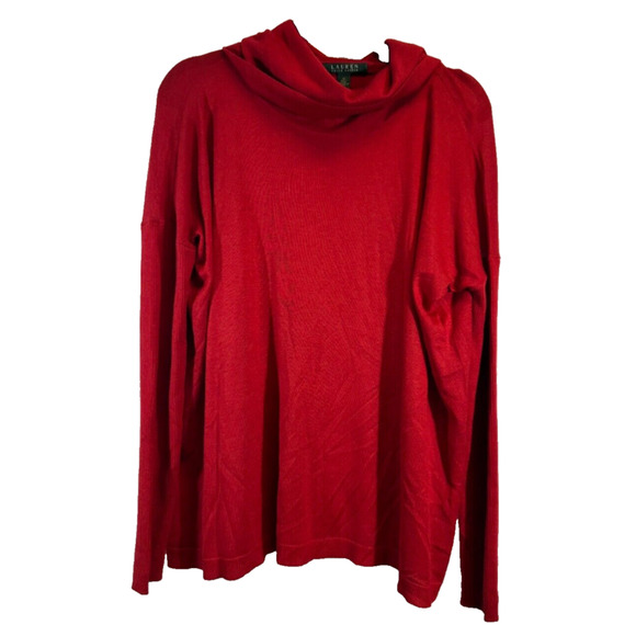 Lauren Ralph Lauren Women's Size M Silk Modal Blend Turtleneck Sweater Red A56 - Picture 1 of 6